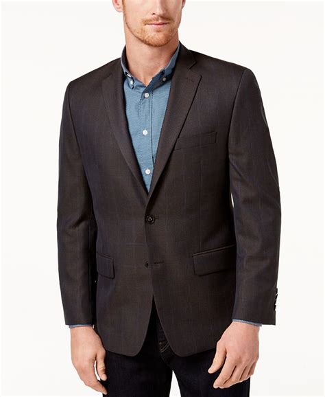 michael kors men's modern-fit plaid sport coat|Michael Kors classic fit topcoat.